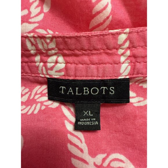 Talbots Womens XL Pink Nautical Rope Print Blouse 100% Cotton Made In Indonesia - Picture 4 of 6